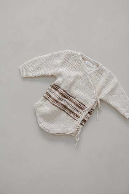Knit Kimono Romper | Textured Stripe