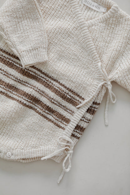 Knit Kimono Romper | Textured Stripe