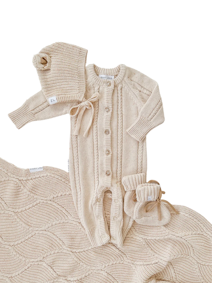 KNIT BONNET BEAR | Biscotti Fleck