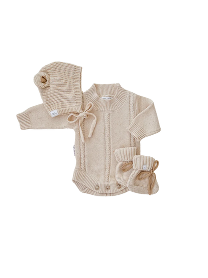 KNIT BONNET BEAR | Biscotti Fleck