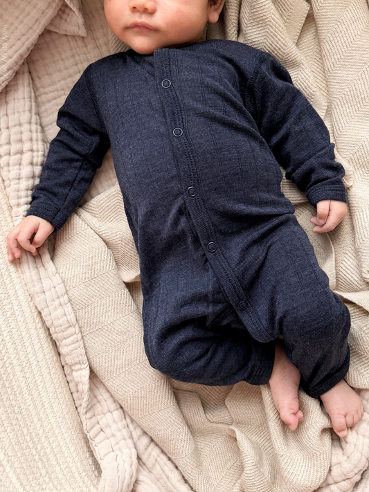 Joha Strampler Merinowolle Seide | Navy