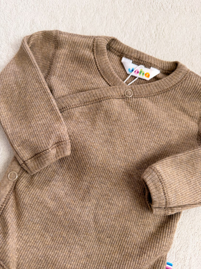 Wickel-Bodysuit Bio-Baumwolle kbA | Dunkelbeige
