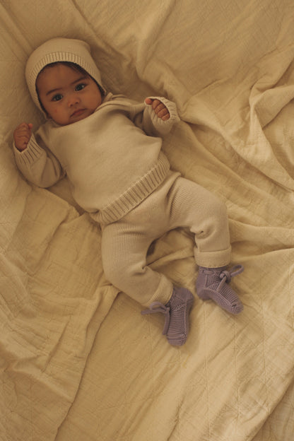 Hvid Strickschuhe Merinowolle ‚Booties‘ | Lilac