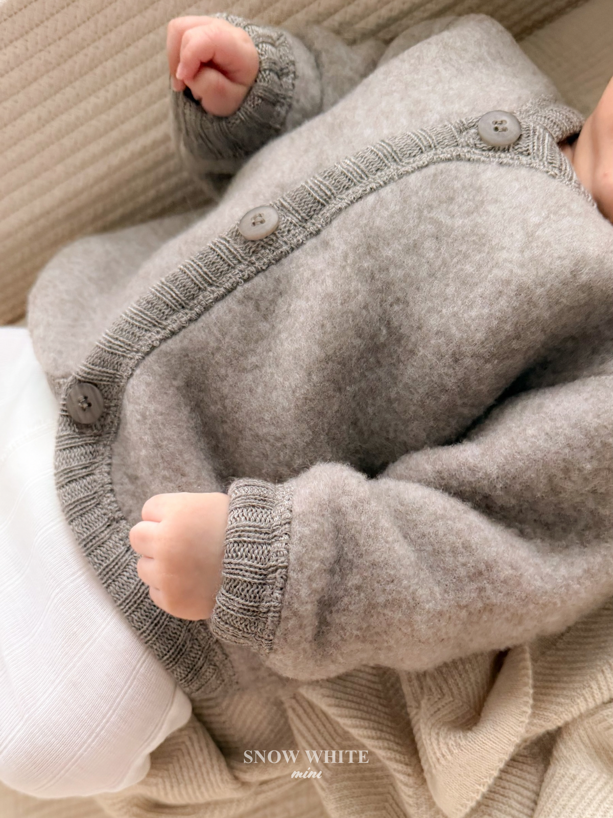 Joha Jacke/Cardigan aus Merinowoll-Fleece | Sesame Melange