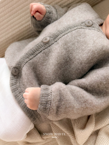 Joha Jacke/Cardigan aus Merinowoll-Fleece | Sesame Melange
