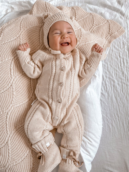 Classic Knit Romper | Biscotti Fleck