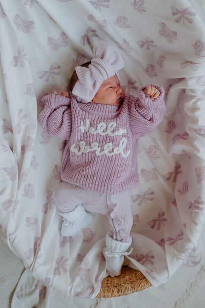 'Hello World'| Chunky Knit Pullover | Lilac