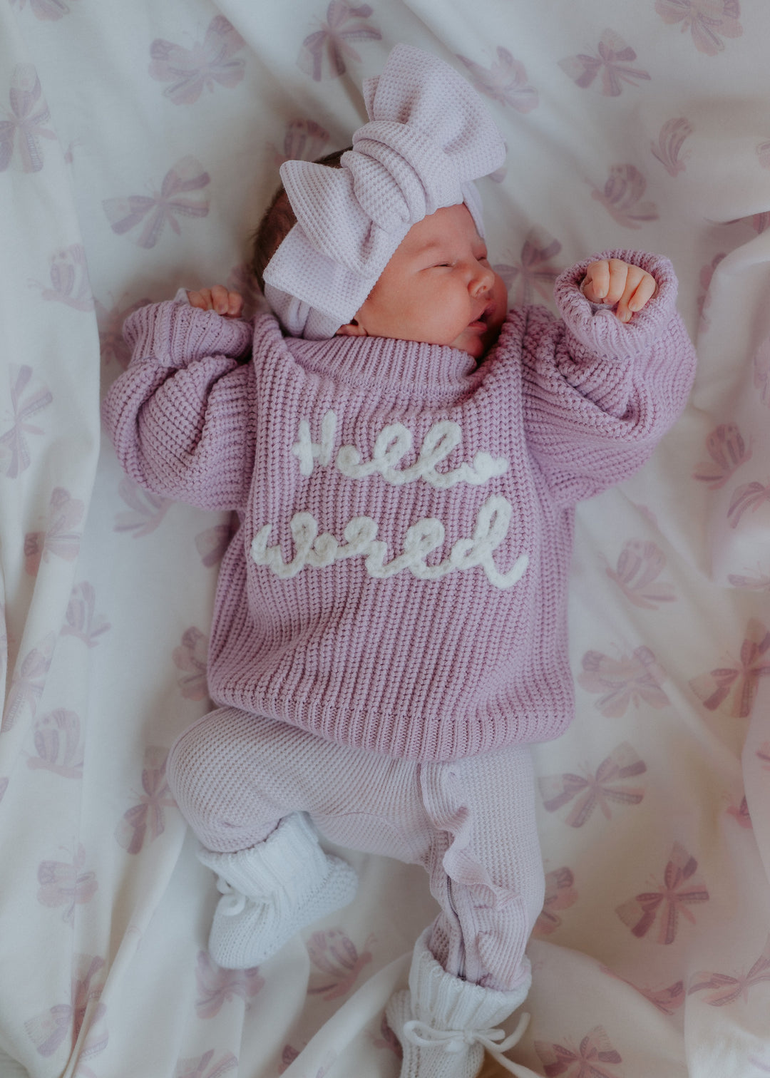 'Hello World'| Chunky Knit Pullover | Lilac