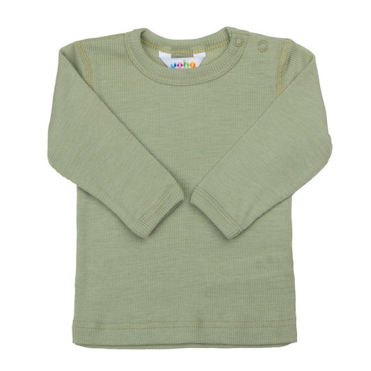 Merinowolle Seide Langarmshirt | Salbeigrün