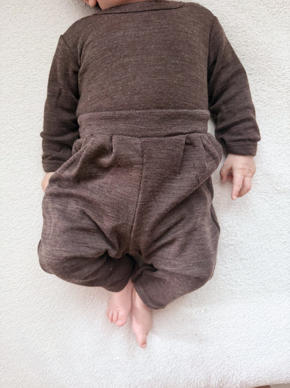 Joha Langarmbody Merinowolle | Dunkelbraun Gr.50