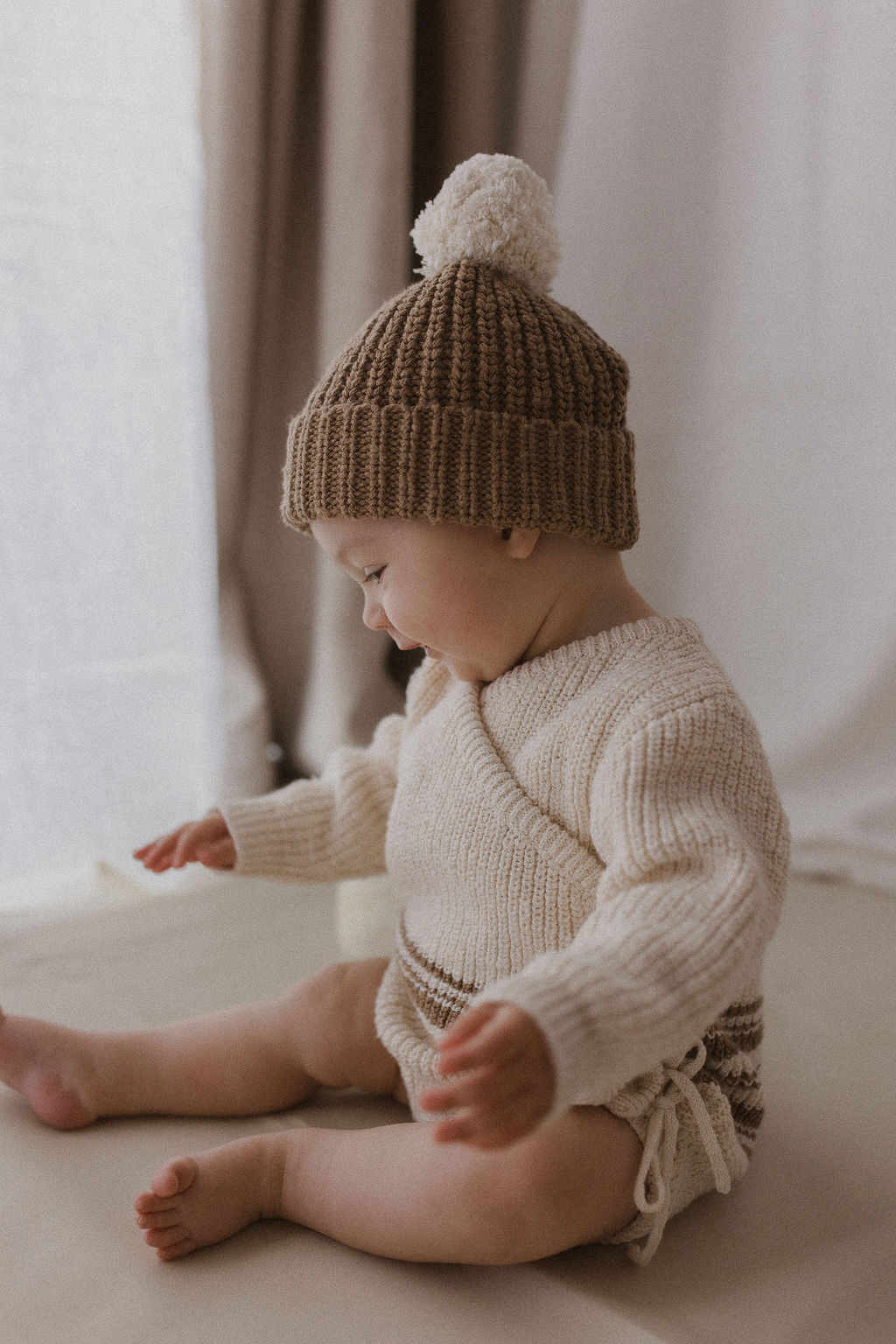 Knit Kimono Romper | Textured Stripe