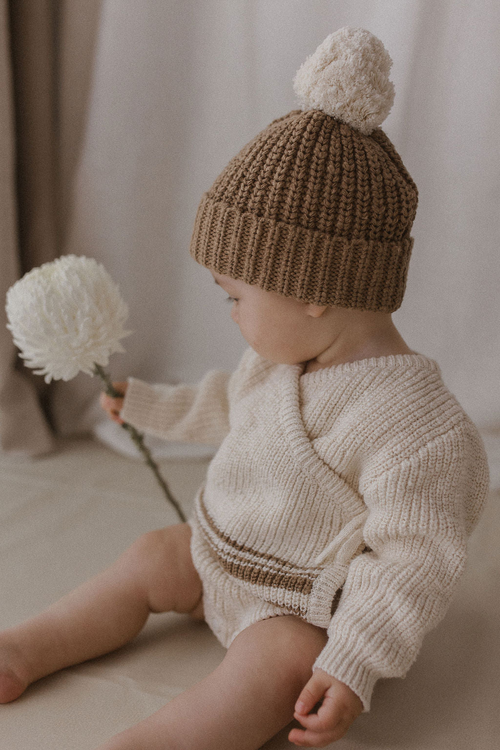 Knit Kimono Romper | Textured Stripe