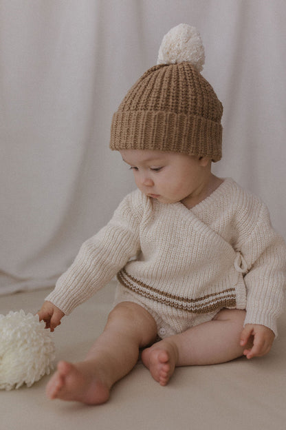 Knit Kimono Romper | Textured Stripe