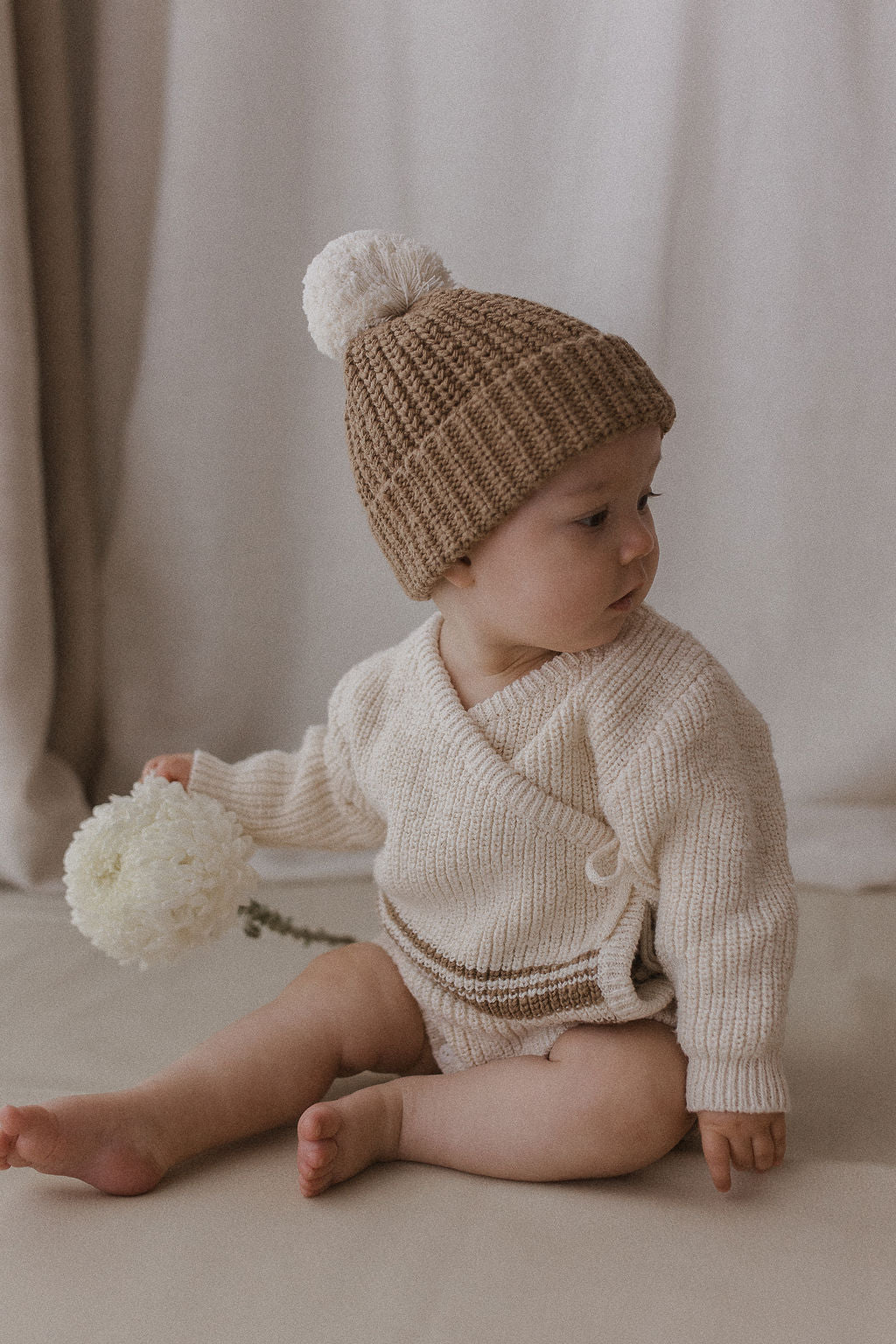 Knit Kimono Romper | Textured Stripe