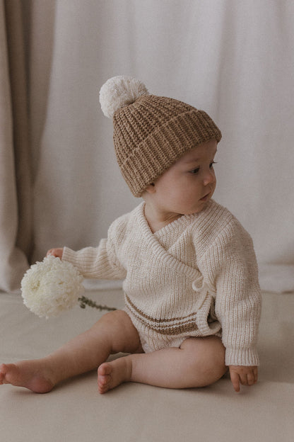Knit Kimono Romper | Textured Stripe