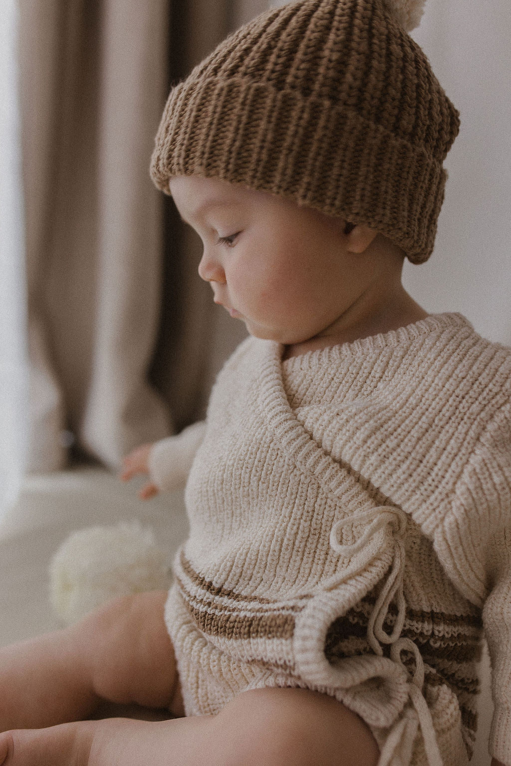 Knit Kimono Romper | Textured Stripe
