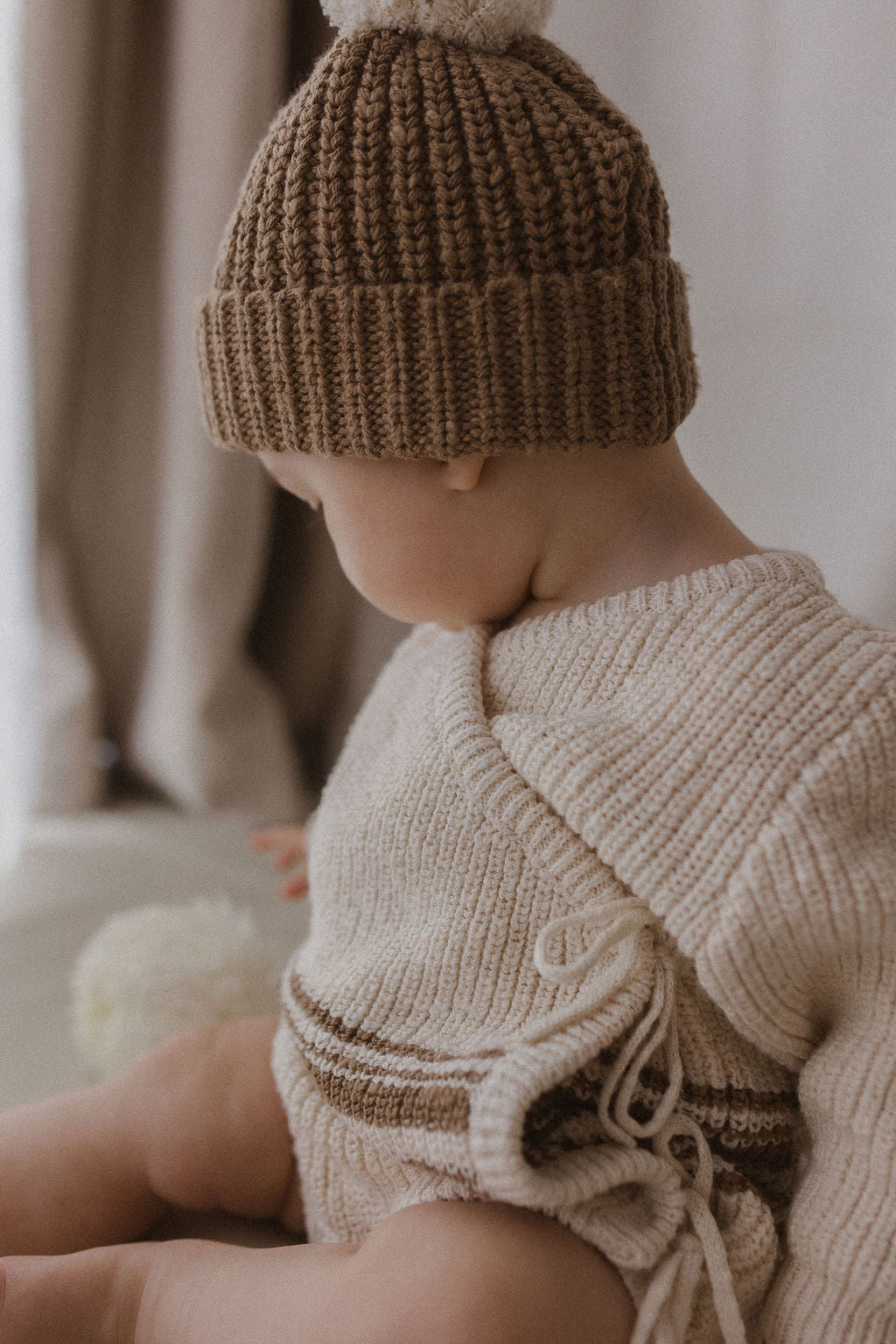 Knit Kimono Romper | Textured Stripe