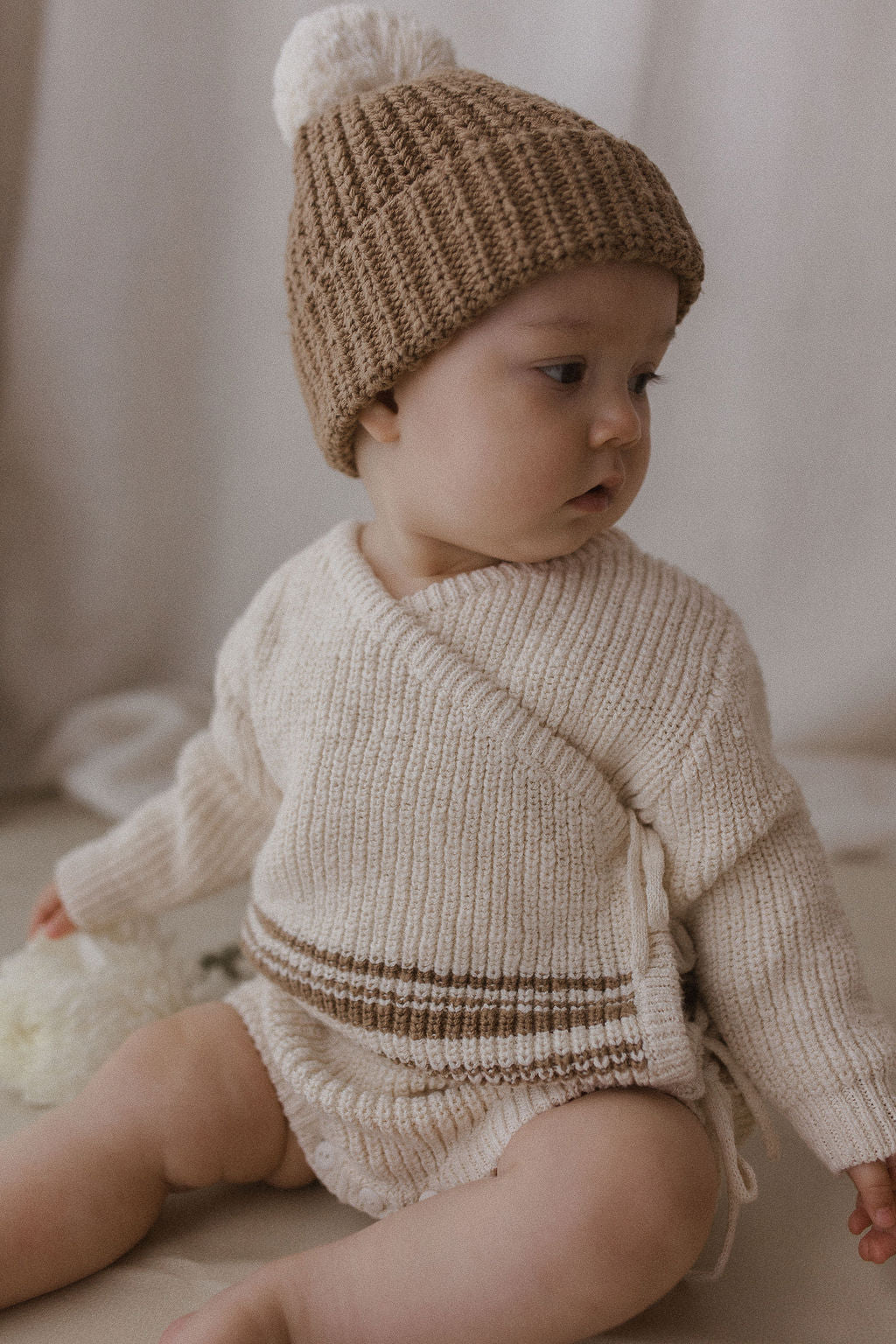 Knit Kimono Romper | Textured Stripe