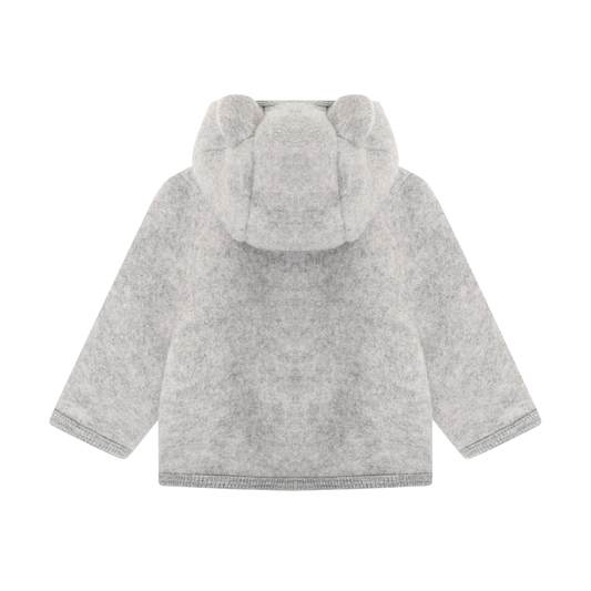 Huttelihut Fleecejacke Merinowolle mit Öhrchen | Grey Melange