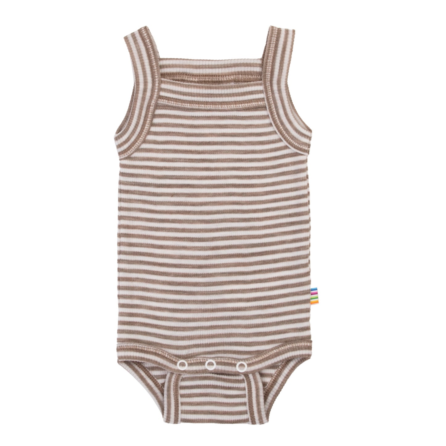 Merinowolle Seide Träger-Bodysuit | Beige gestreift