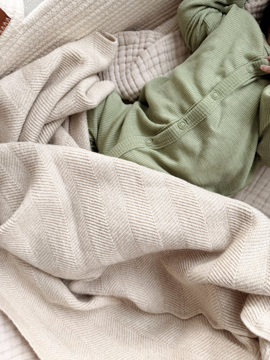 Hvid Strickdecke Merinowolle ‚Freddie‘ | Cream