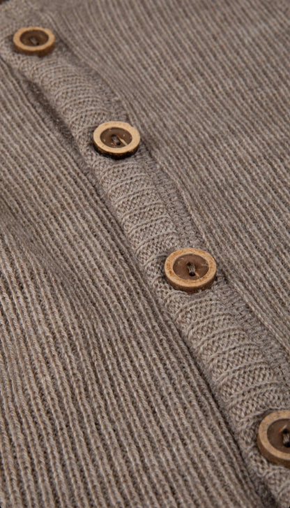 Merinowolle Ripp-Strampler | Beige Meliert