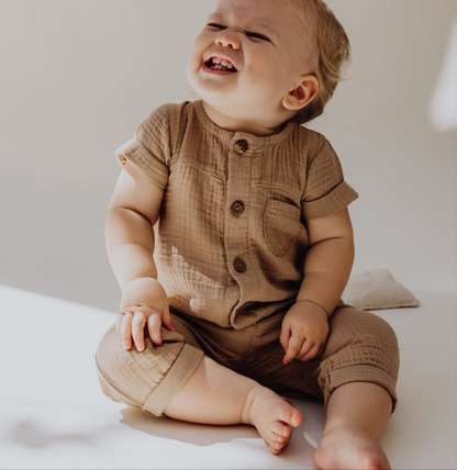 Organic Gauze Jumpsuit | Bronze