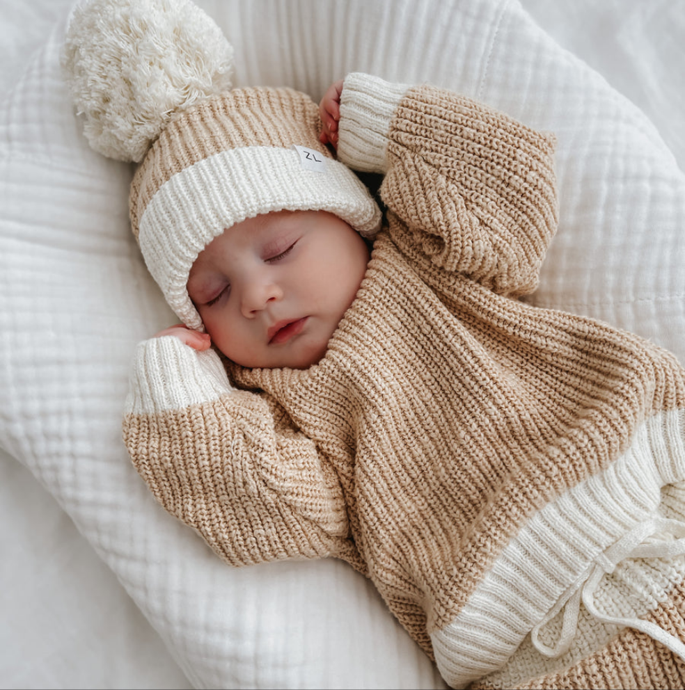 Kids Knit Pullover | 'Two Tone Wheat"
