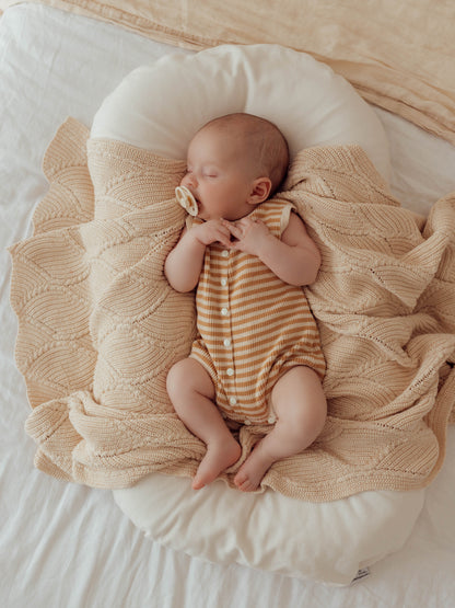 Bubble Knit Romper | Golden Stripes