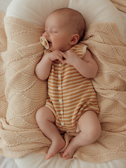 Bubble Knit Romper | Golden Stripes