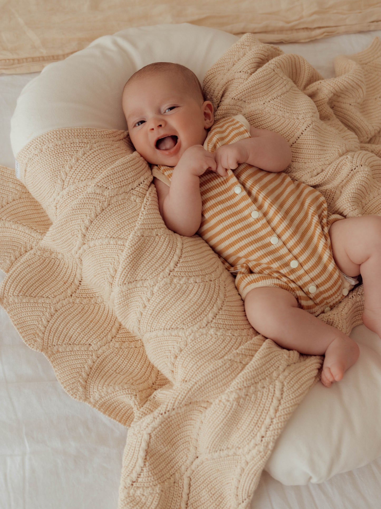 Bubble Knit Romper | Golden Stripes