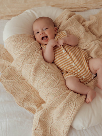 Bubble Knit Romper | Golden Stripes