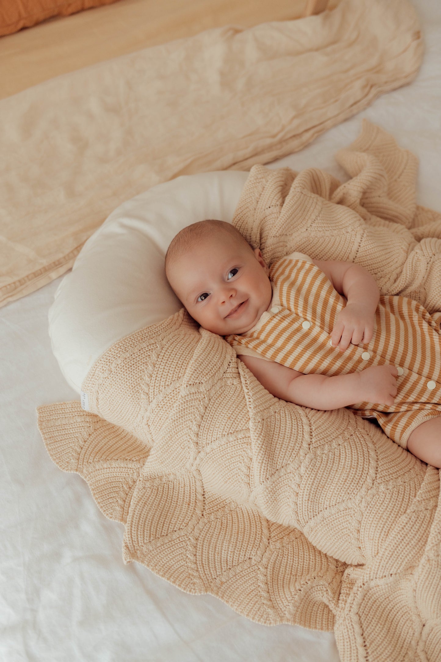 Bubble Knit Romper | Golden Stripes