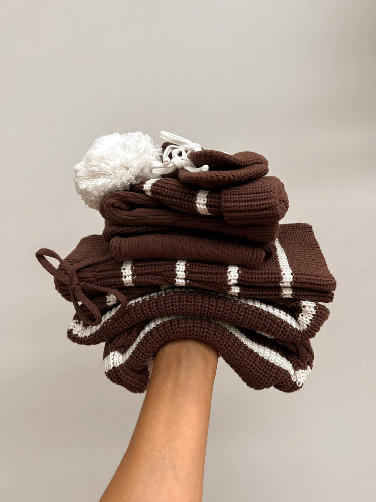 Cropped Knit Pants | 'Chocolate Stripe'
