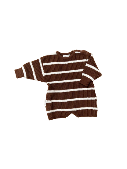 Long Sleeve Playsuit | 'Chocolate Stripe'