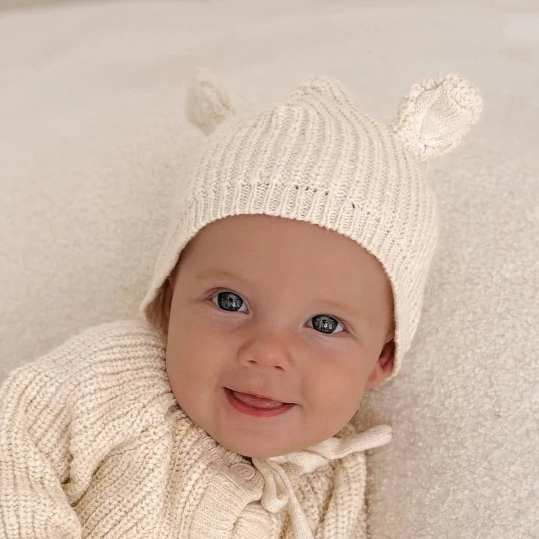KNIT BONNET BEAR | Honey