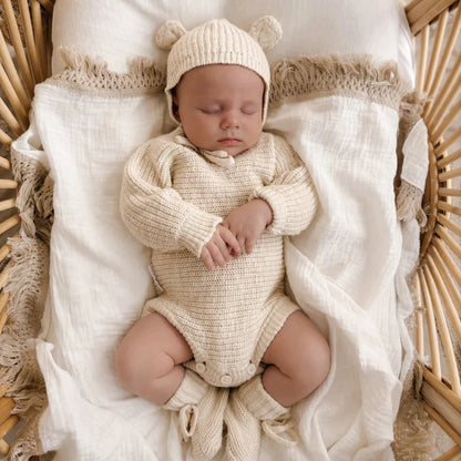 KNIT BONNET BEAR | Honey