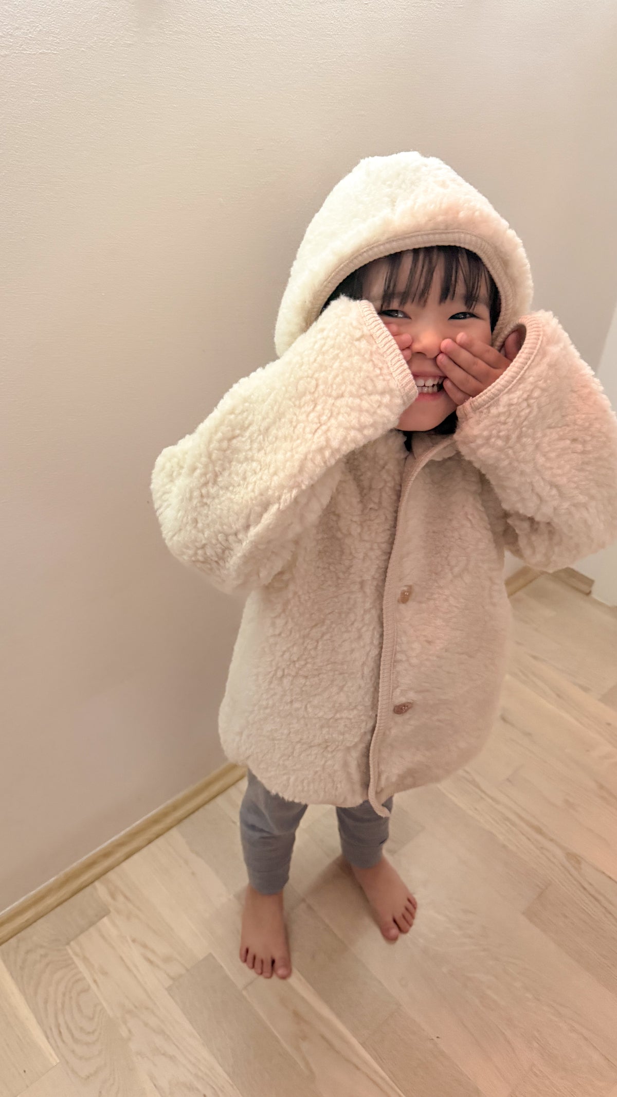 Huttelihut Jacke Pixie Merinowolle | Teddy Cement