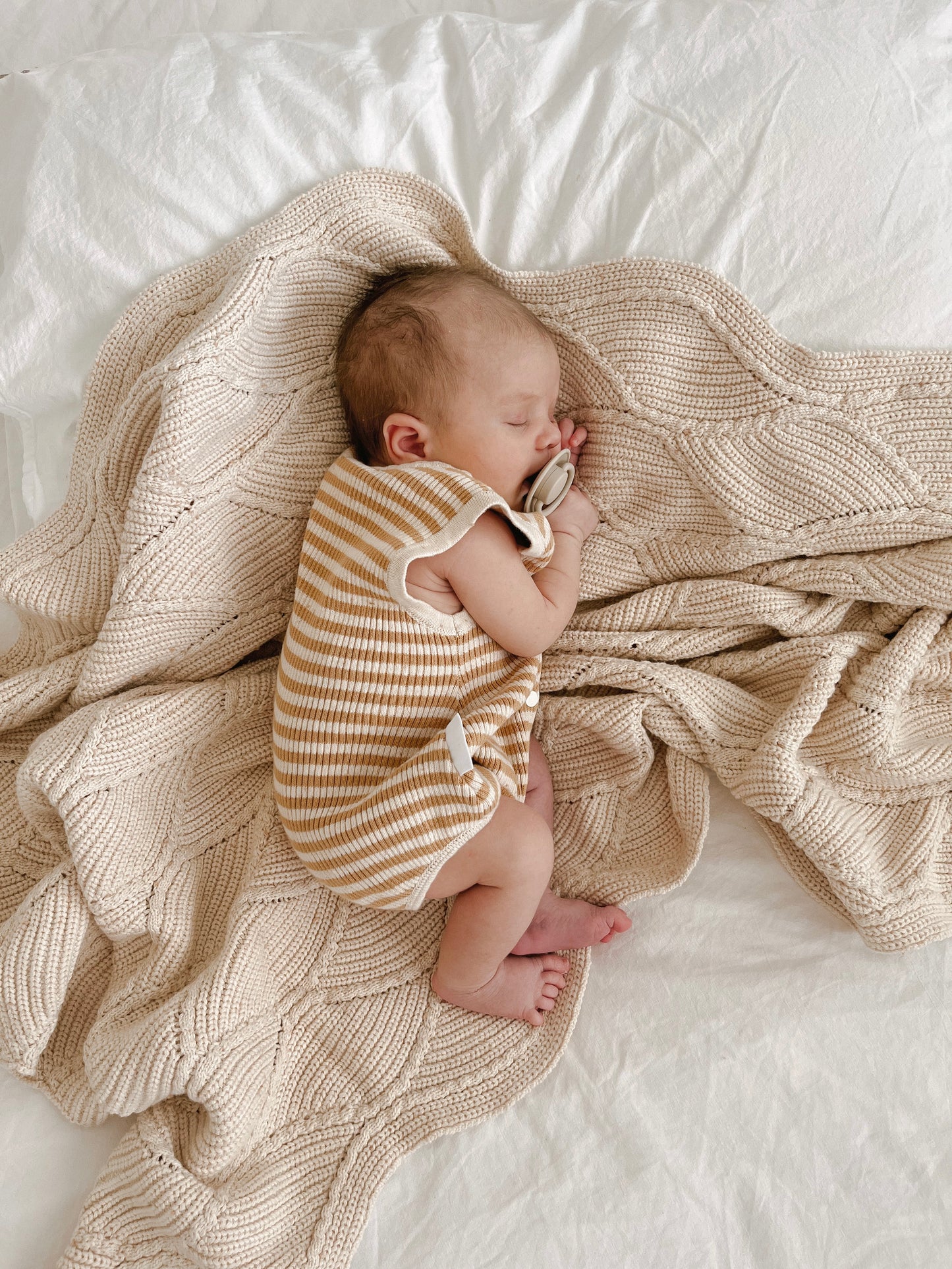 Bubble Knit Romper | Golden Stripes