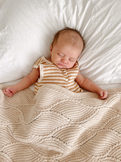 Bubble Knit Romper | Golden Stripes