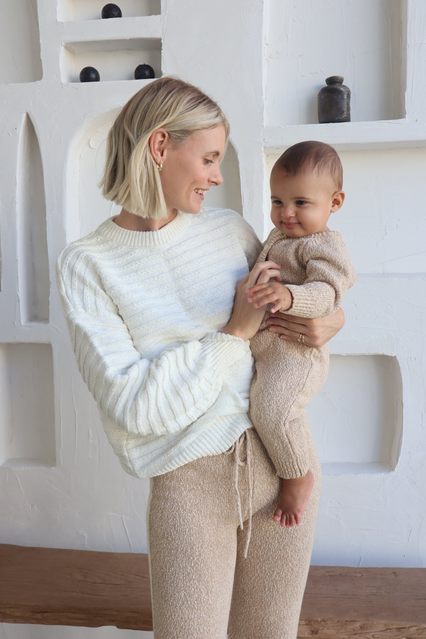 Classic Knit Romper  | Almond