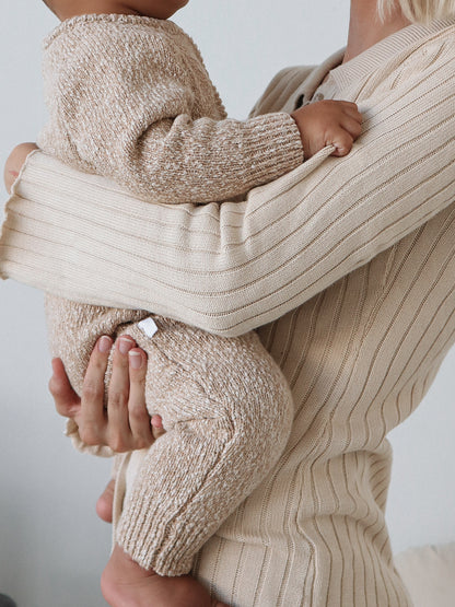 Classic Knit Romper  | Almond
