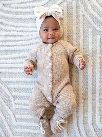 Classic Knit Romper  | Almond