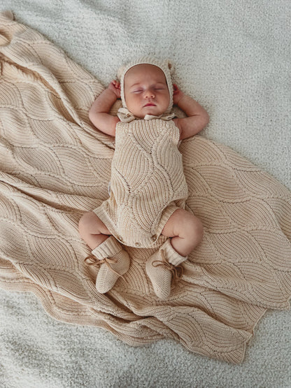 KNIT ROMPER | BISCOTTI FLECK