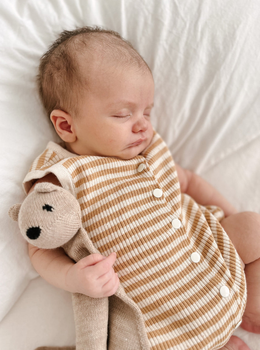 Bubble Knit Romper | Golden Stripes