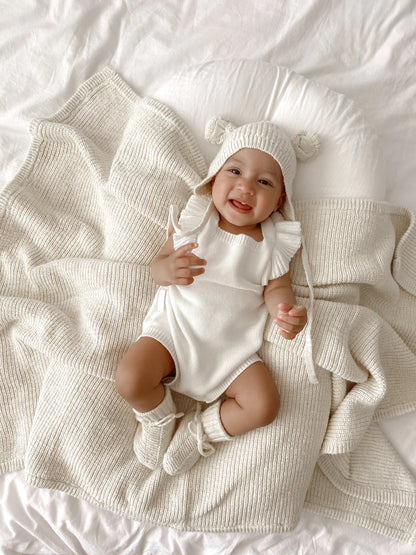 KNIT BONNET BEAR | Honey