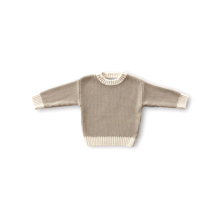 Two Tone Knitted Sweater | Oat Natural