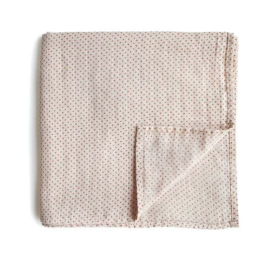 Organic Muslin Swaddle Blanket 'Caramel Polka Dots'