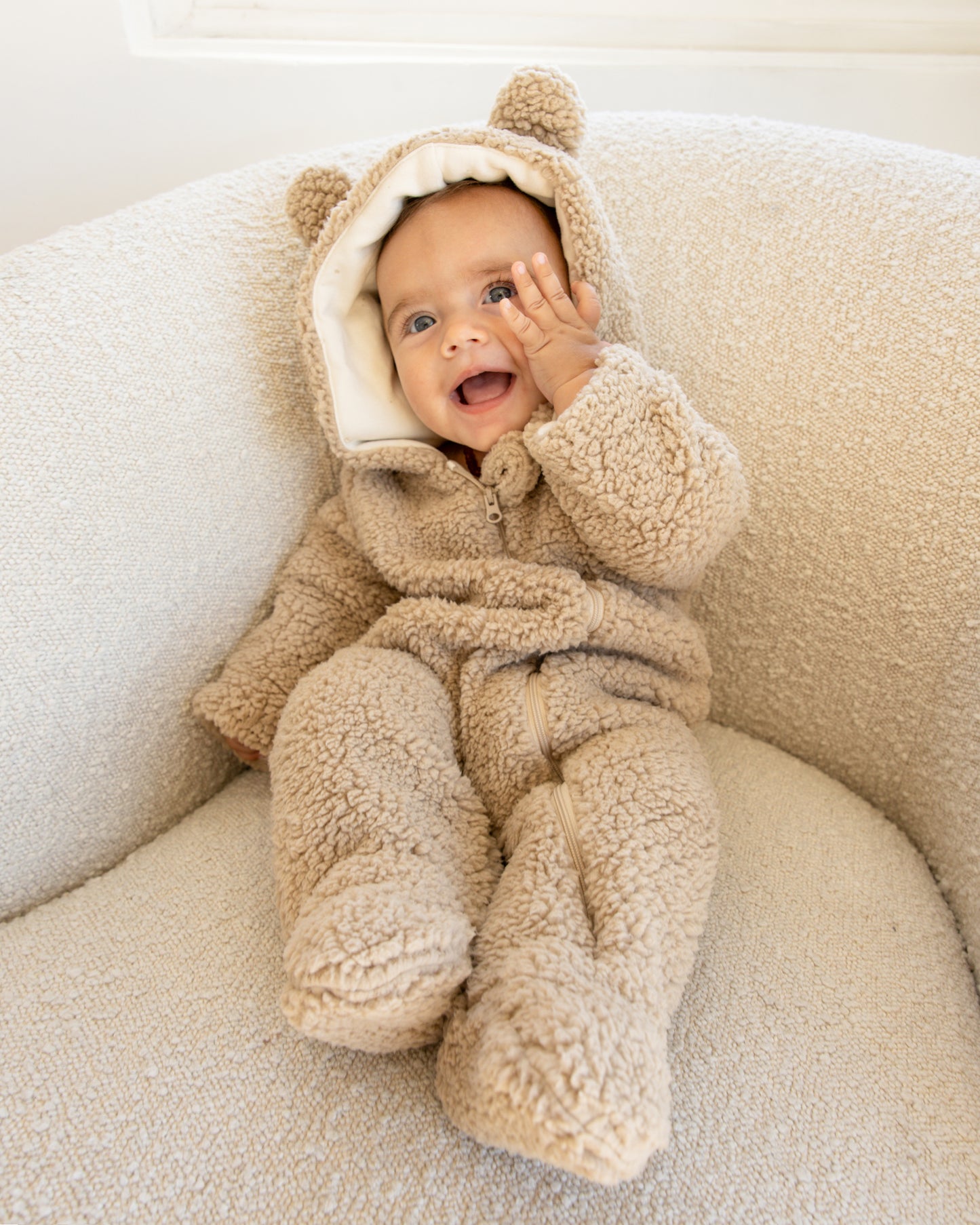 Bear Sherpa Jumpsuit | Sand