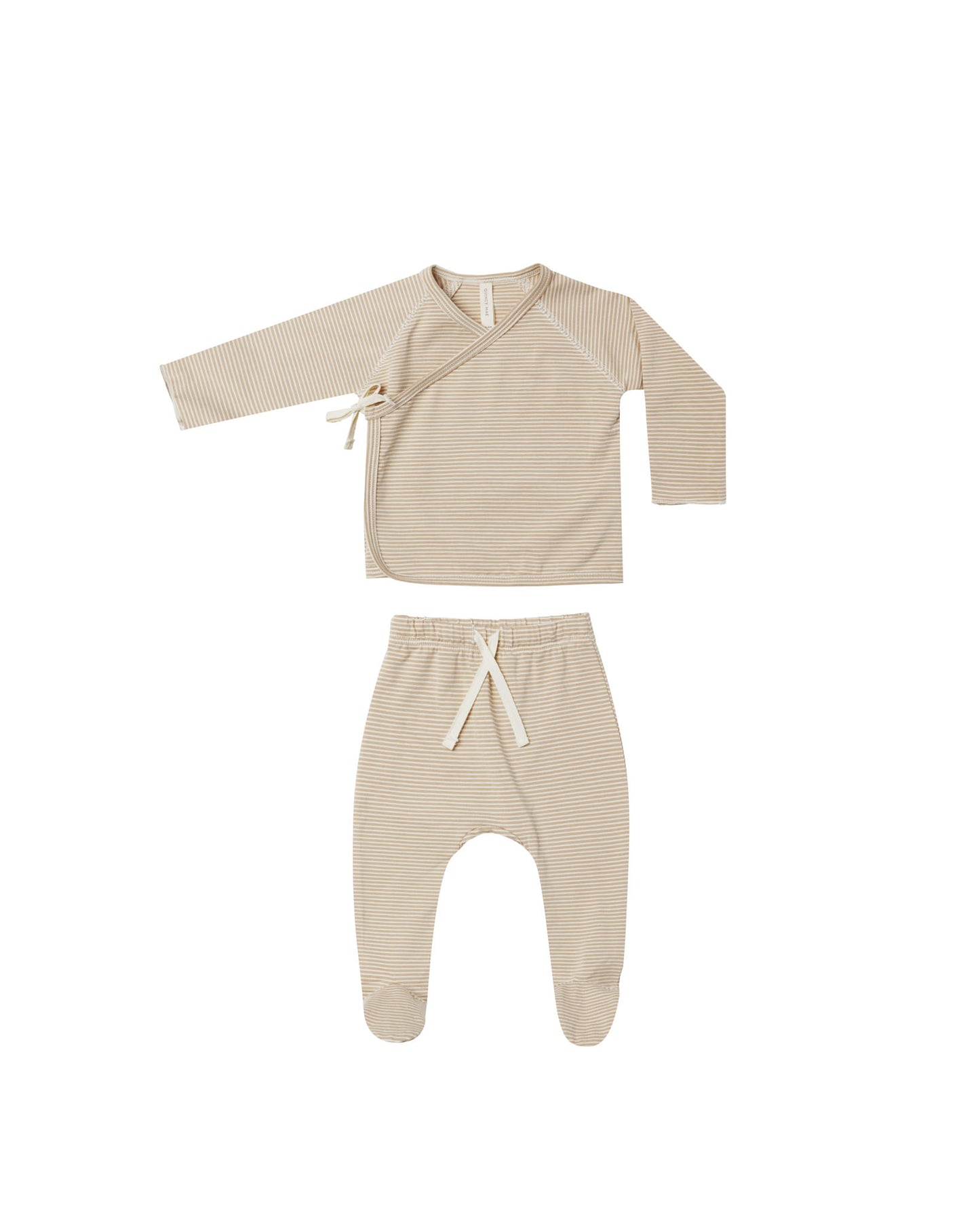 Organic Wrap Top + Pants Set | Latte Stripes